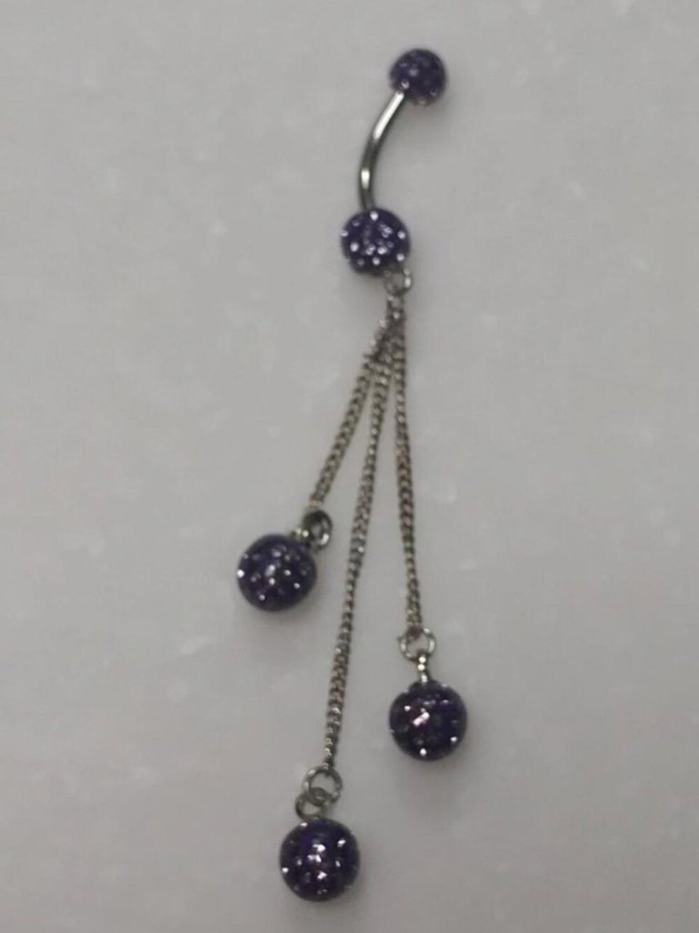 purple multi Gem Ball dangle belly button ring navel ring piercing new 14G